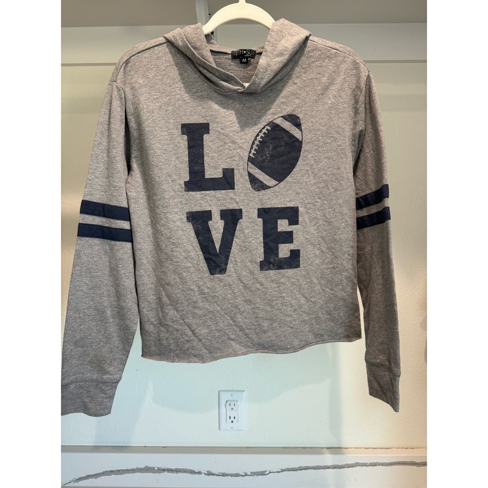 Love Football Cropped Hoodie Light Shirt Size Medium Fifth Sun
